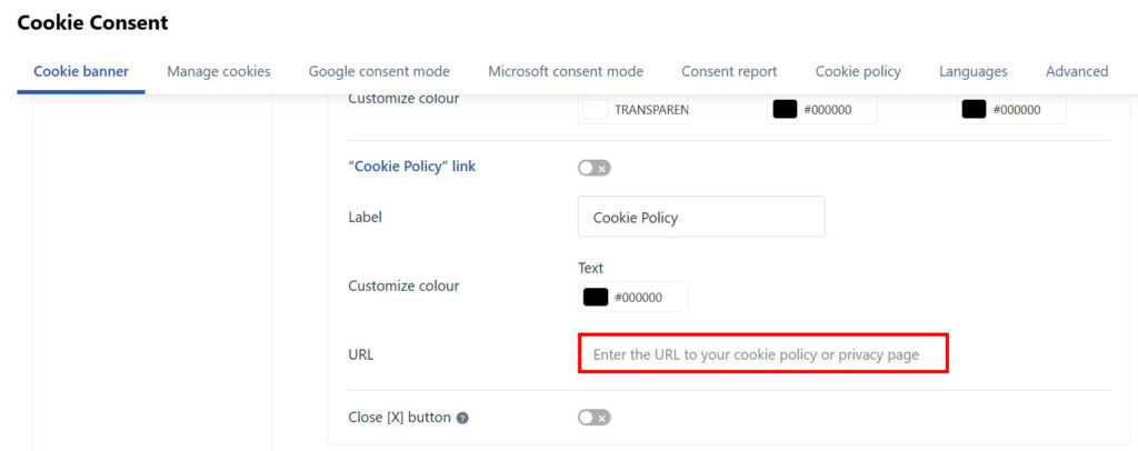 webtoffee add cookie policy page link